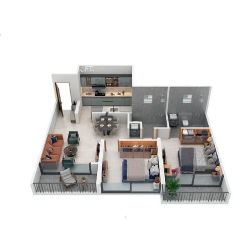 Shaligram Greenstone Charholi 2 BHK Floor Plan Image