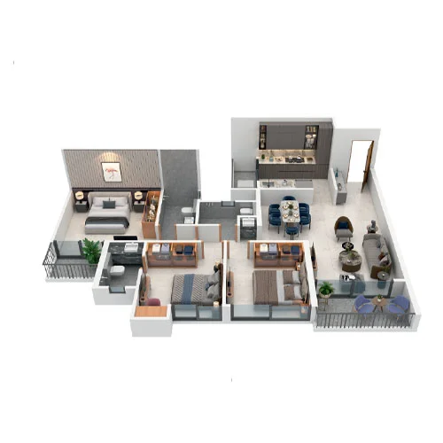 Shaligram Greenstone Charholi 3 BHK Floor Plan Image
